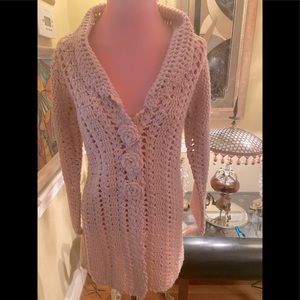 So pretty Pink crochet style Twiggy Sweater Coat!